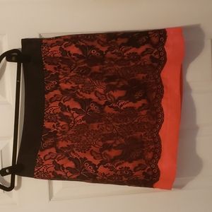 The Limited Orange Black Lace Overlay Skirt New